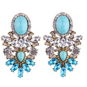 New Royalty Jewels Aqua Crystal Drop Earrings